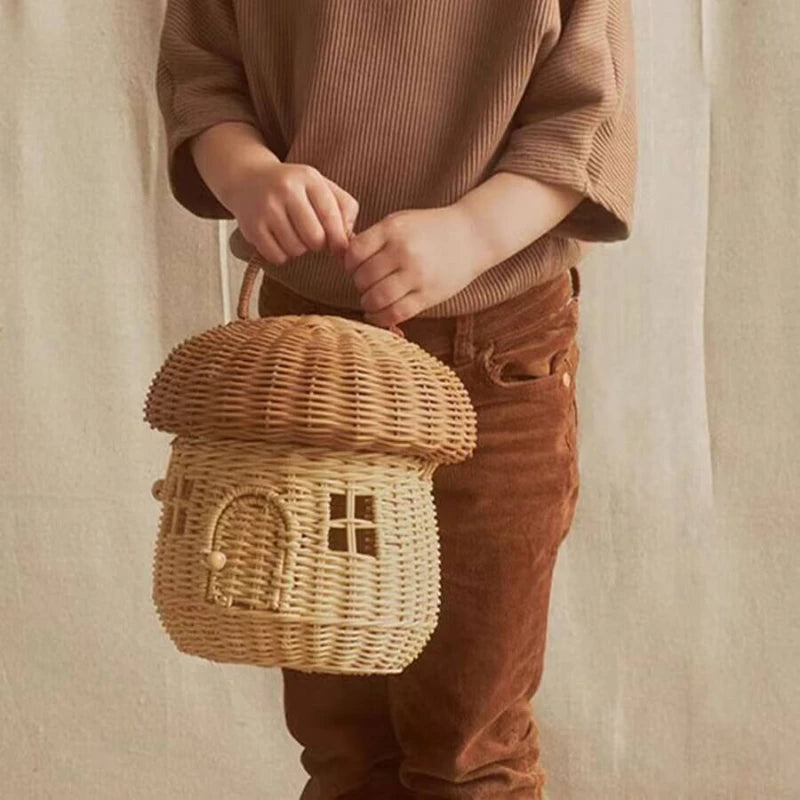Rattan Woven Mushroom Shaped Basket