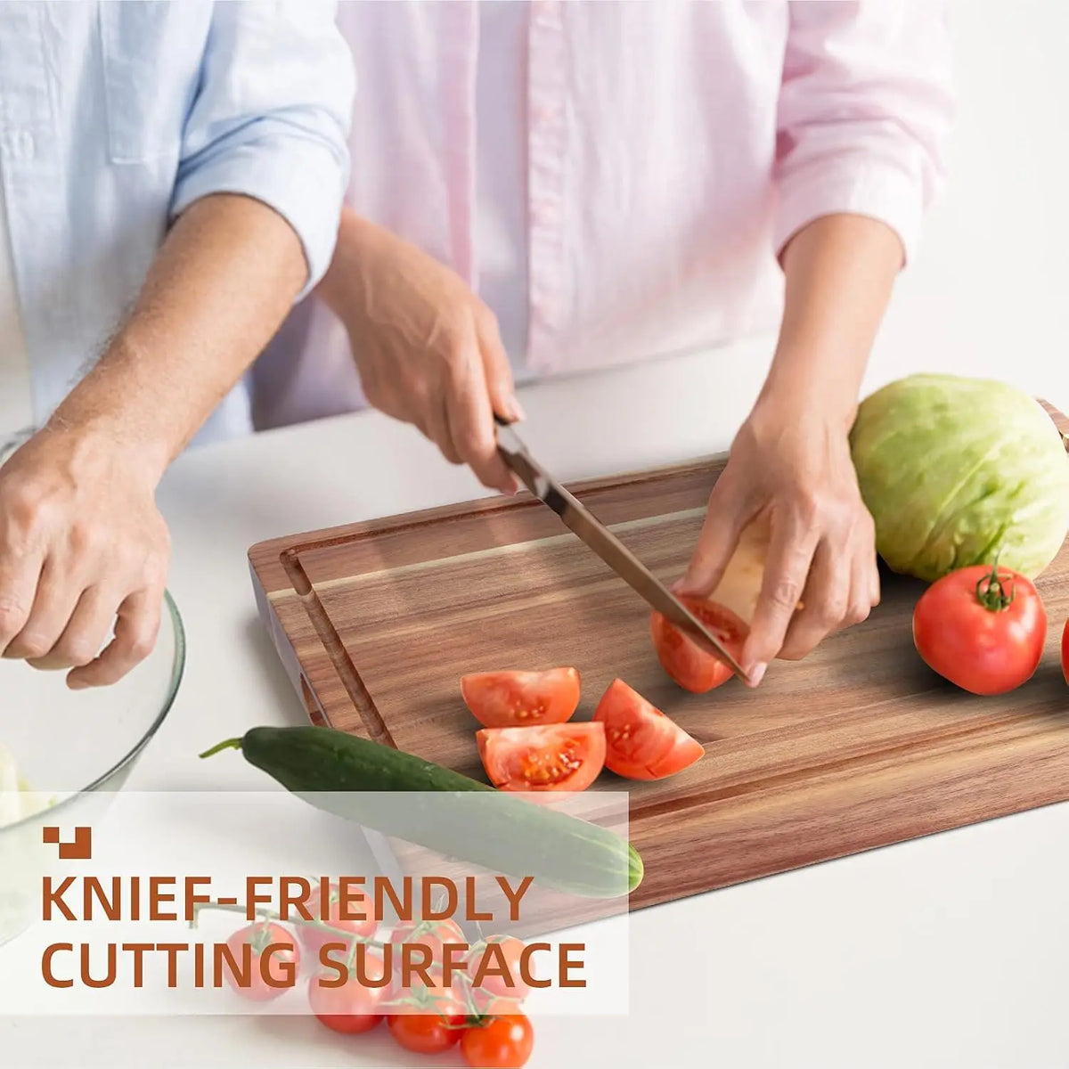 Acacia Wood Cutting Board,  with Juice Groove Thick Solid Wood