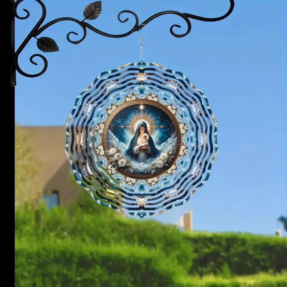 2D Laser-Cut Metal Wind Chime (Kinetic, 360° Rotating Hook)