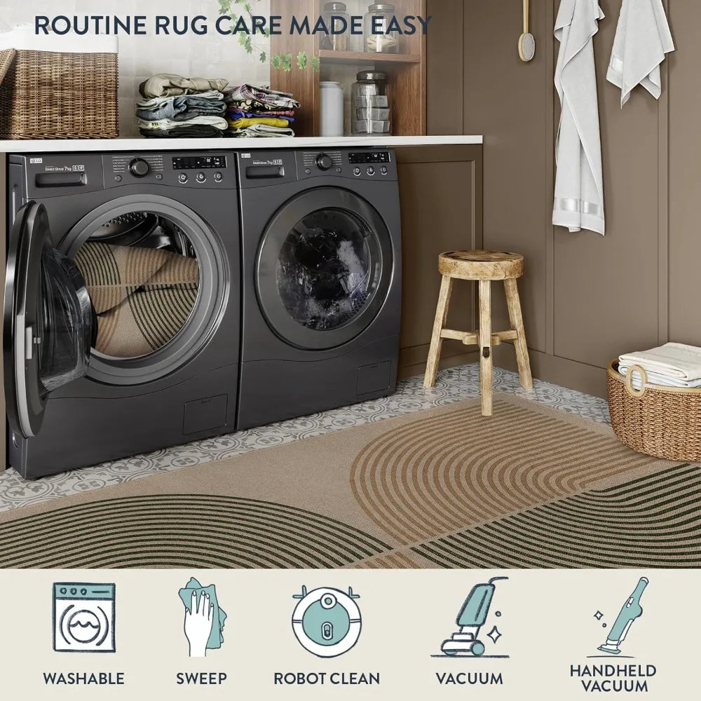 Modern Rainbow Easy Jute Rug, 2x8 Hallway Runner