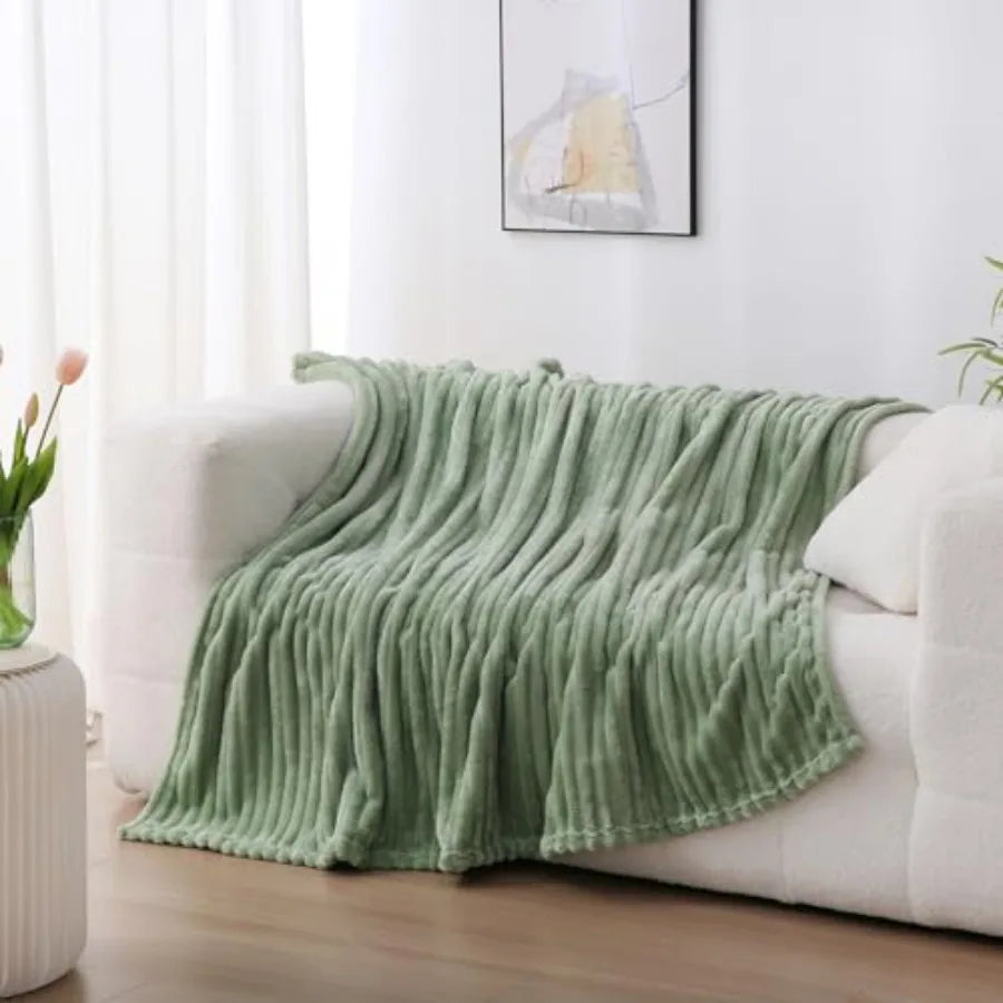 Sage Green Fleece Throw Blanket 50"×60Super Soft Cozy Plush Microfiber