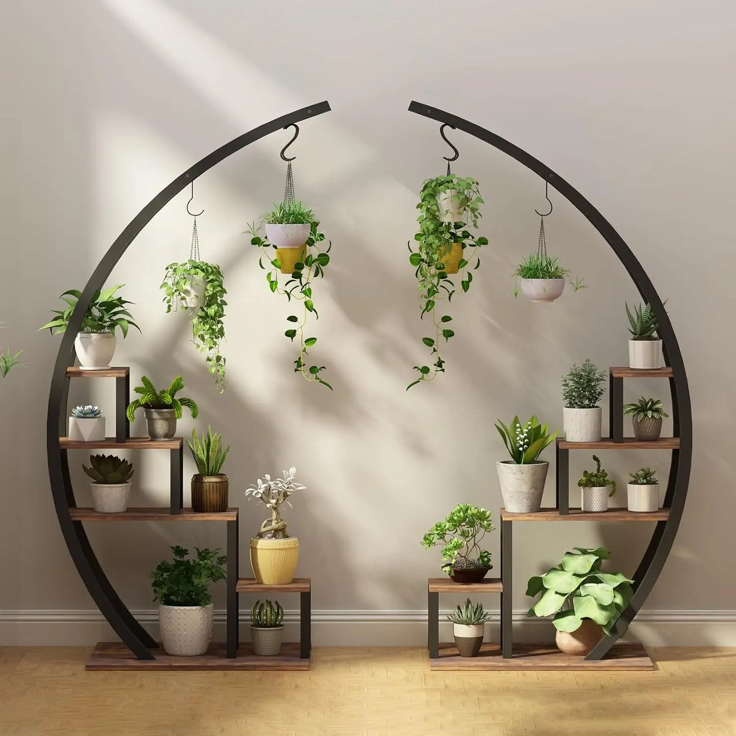 2pcs 5-Tier Metal Plant Stand  Half Moon Shape