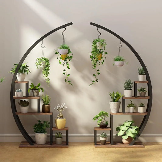 2pcs 5-Tier Metal Plant Stand  Half Moon Shape