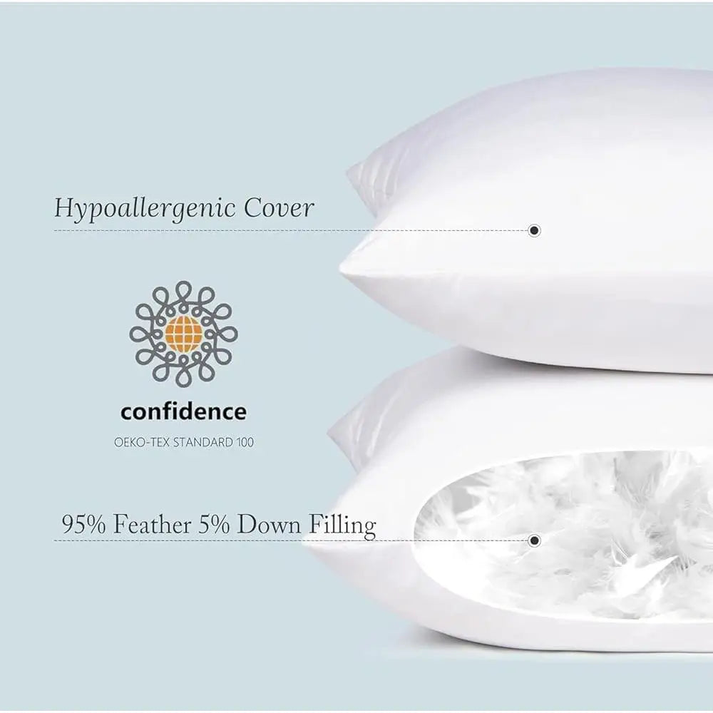 Down Feather Pillow Inserts 26x26 Pack of 2 Soft Supportive