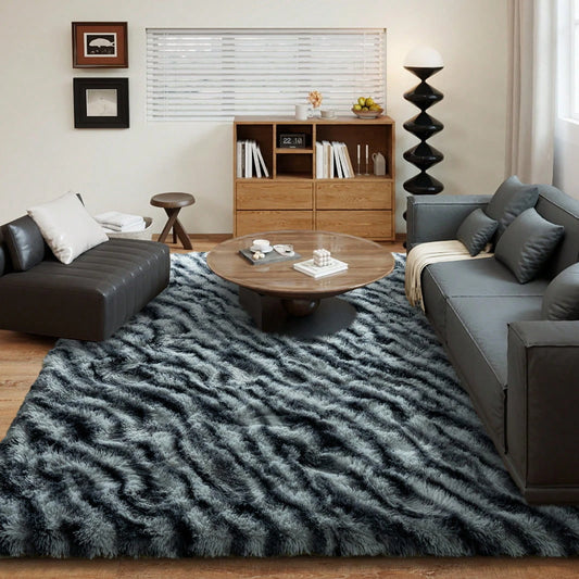 Fluffy Long Shag Zebra Print Rug Washable, Super Soft Indoor Plush Rug.