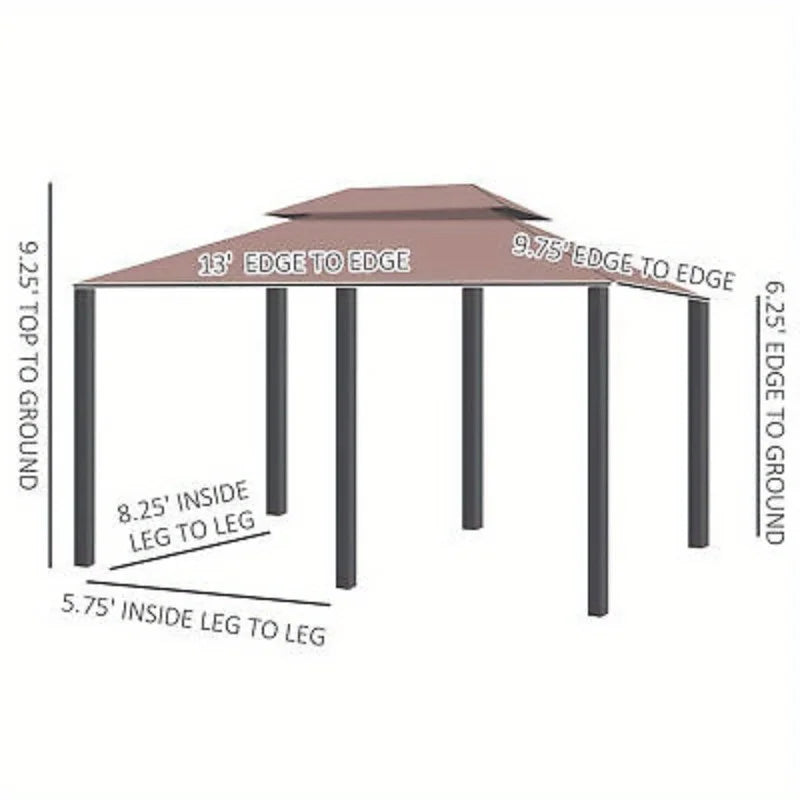 10'x13' Outdoor 2-Tier Vented Canopy Steel Gazebo