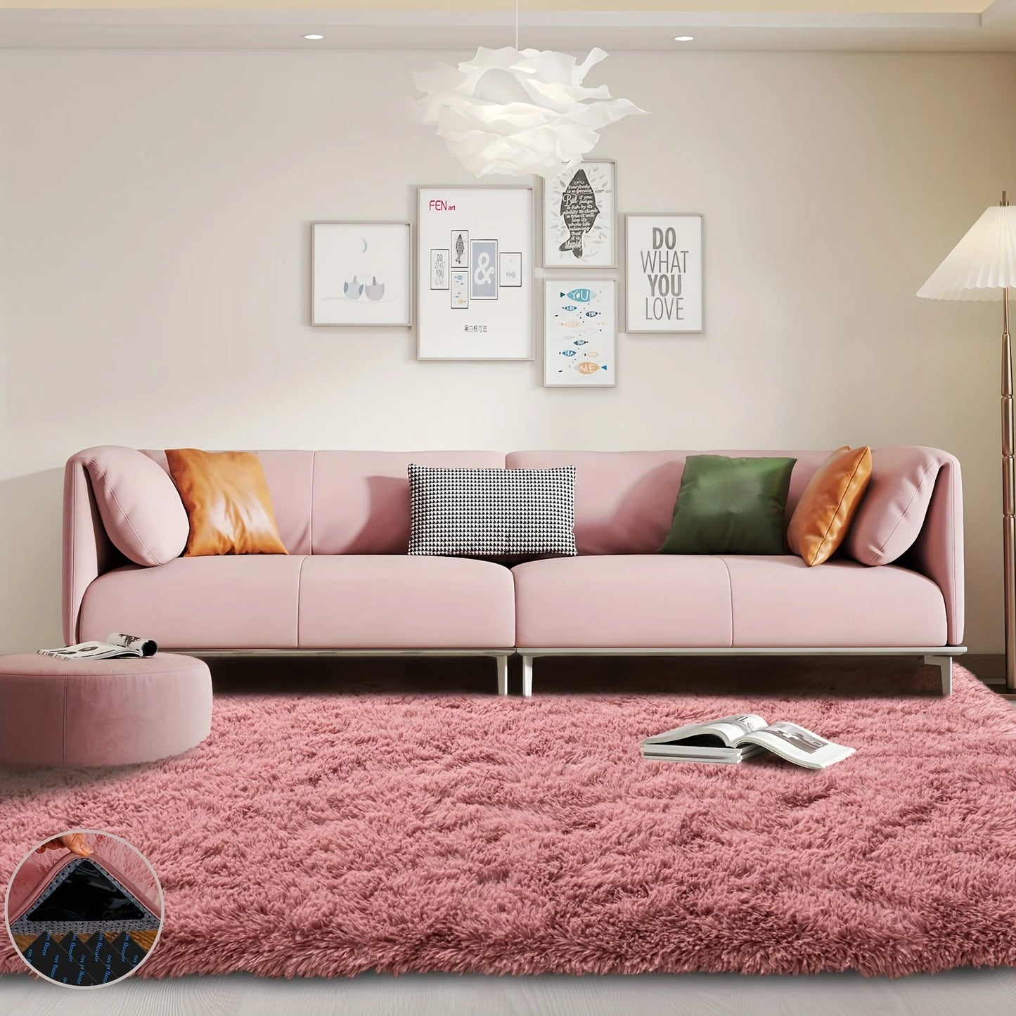 Bean Paste Color Fluffy Plush Non-slip Carpet