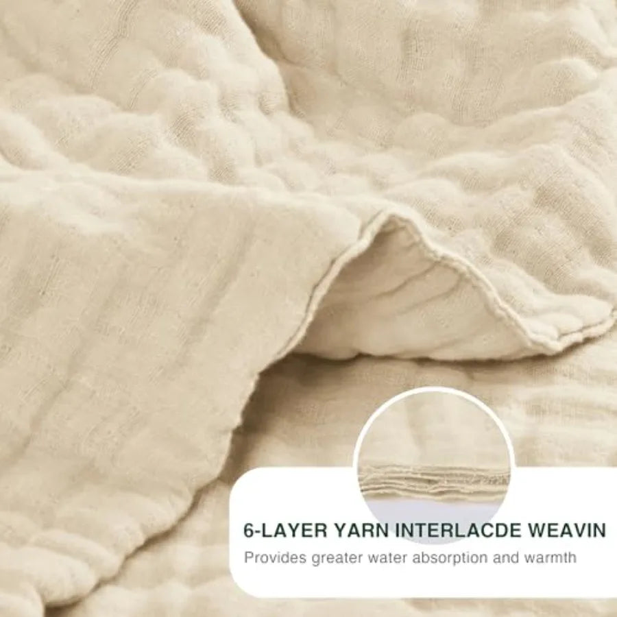 100% Cotton, 6 Layer Lightweight Breathable Gauze Throw Blanket 50 x 60 Inch