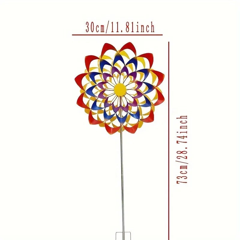 1pcs Rainbow Metal Windmill Cast Iron Wind Spinner