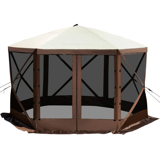 Pop-up Camping Gazebo 6 Sided 12' x 12' / 10' x 10'
