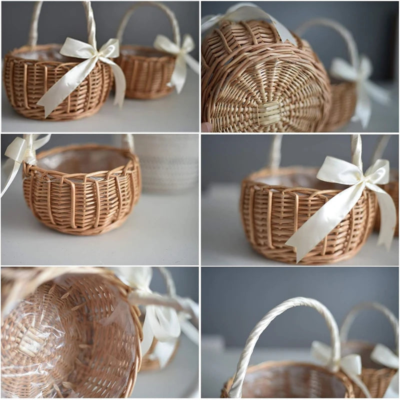 Hand-woven Basket With Handle Wicker Sundries Basket