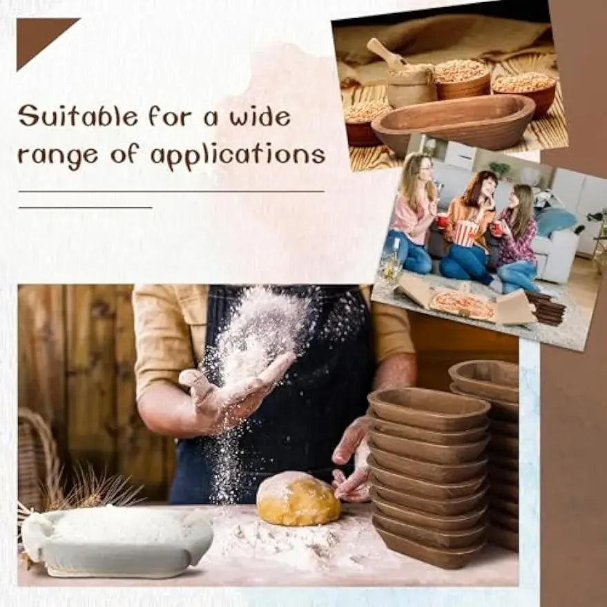 20 Pcs Wooden Dough Bowls Bulk 8.6 Inch