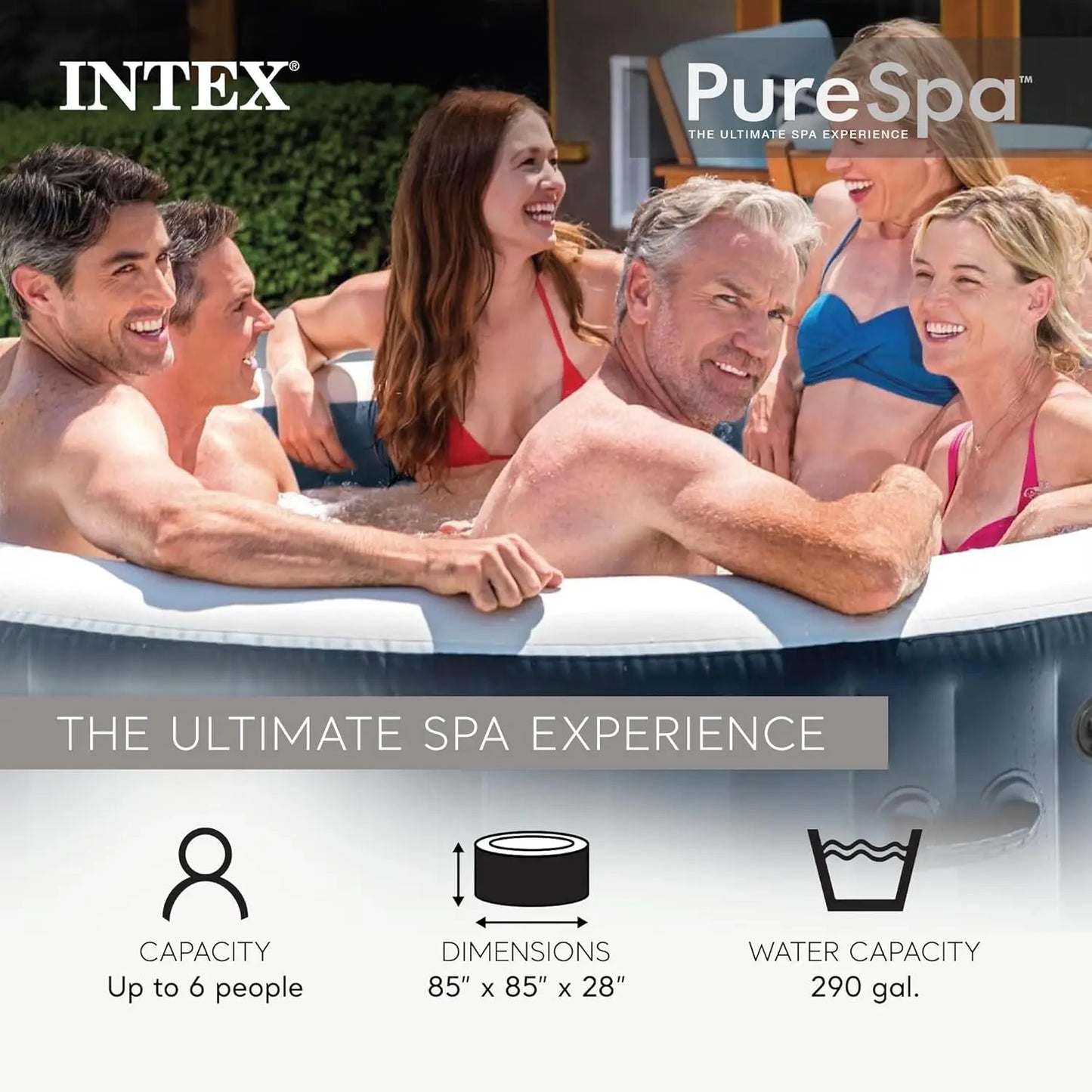 6 Person Round Inflatable Hot Tub, Energy Efficient & Saltwater Compatible