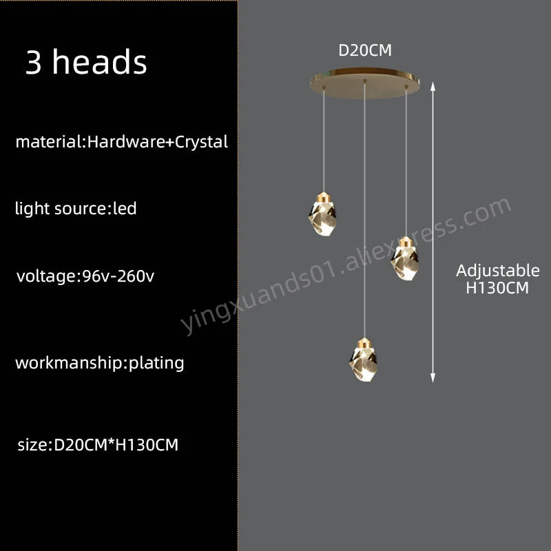 Crystal Chandelier for Living Room, Stairscase Pendant Lamps