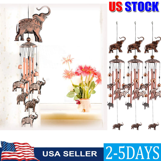 5/1pcs Elephant Wind Chimes with S Hook