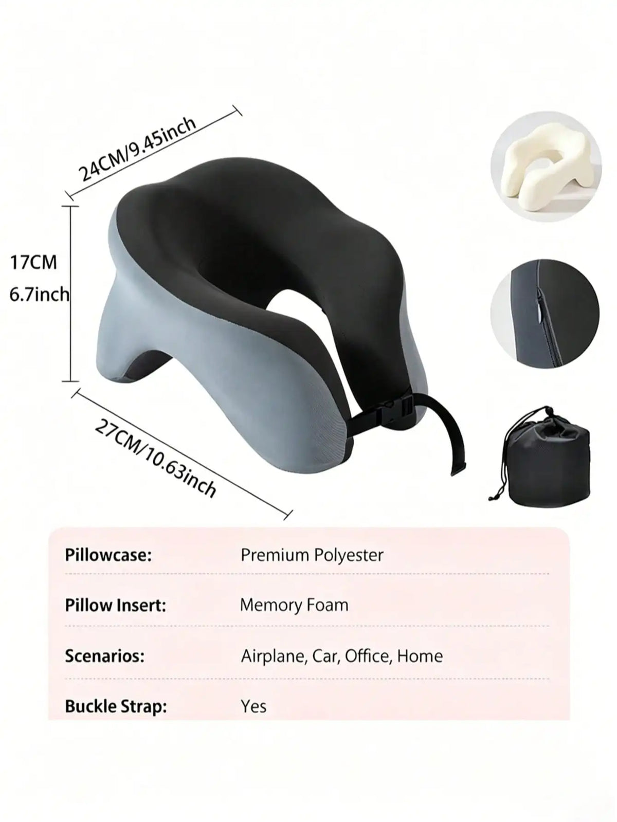 360° Head Support Memory Foam 2-In-1 Neck Pillow