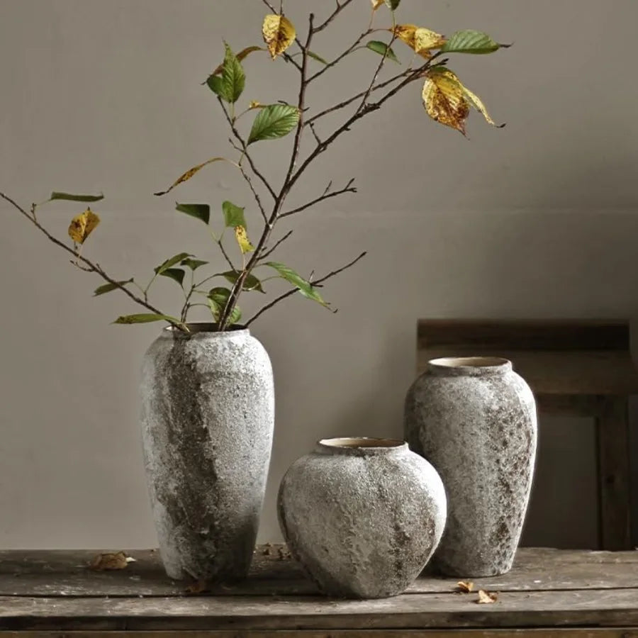 Rustic Ceramic Tall Floor Vase, Large Terracotta Vases