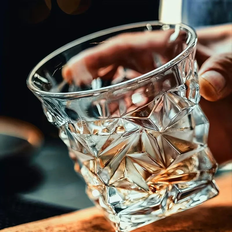 Set of 4 Diamond Whiskey Glasses Suitable for Bourbon, Scotch & Liquor