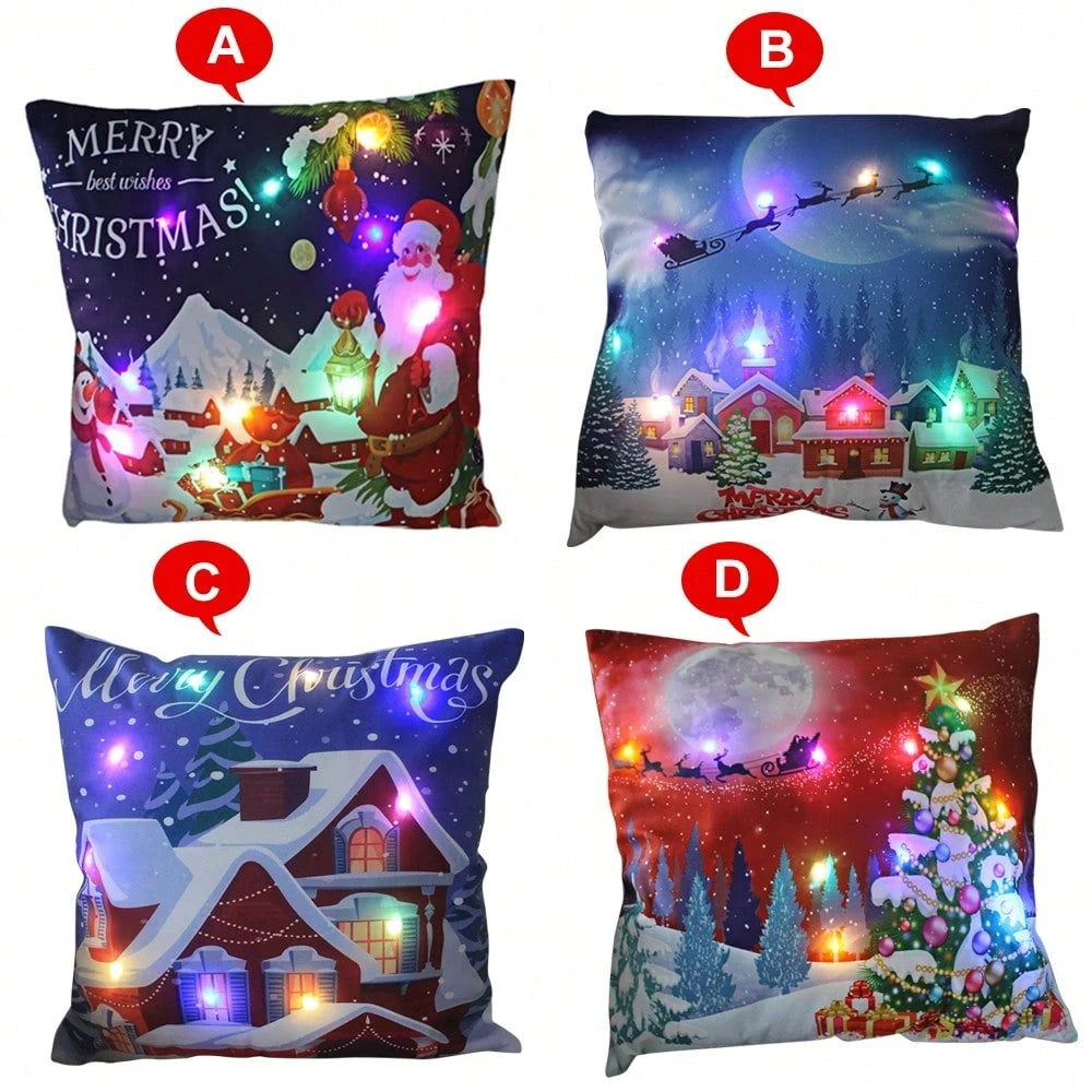 Multi-Color Led Light-Up Pillow, Christmas Decoration Super Soft Plush Pillow