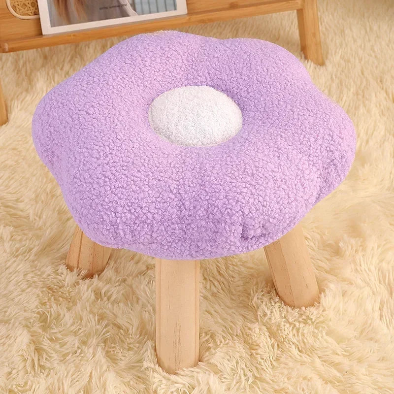 Small Round Stool Ottoman Colorful Wood Round Bench