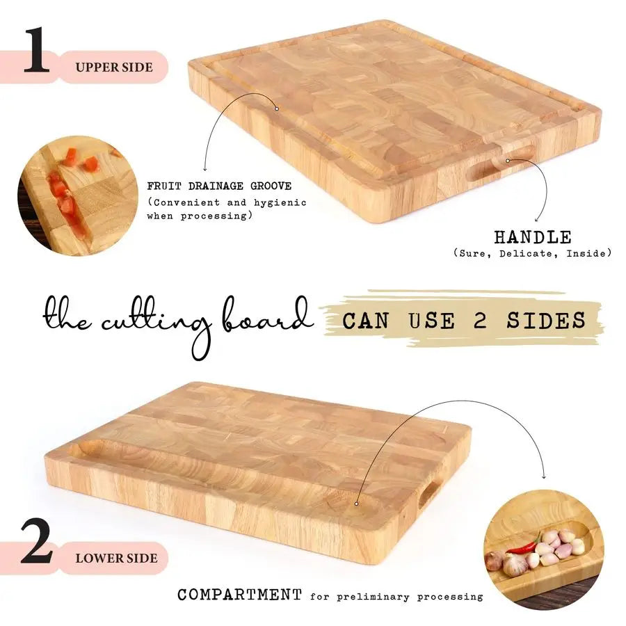 Butcher Block End Grain Cutting Board 17x13x1.5in