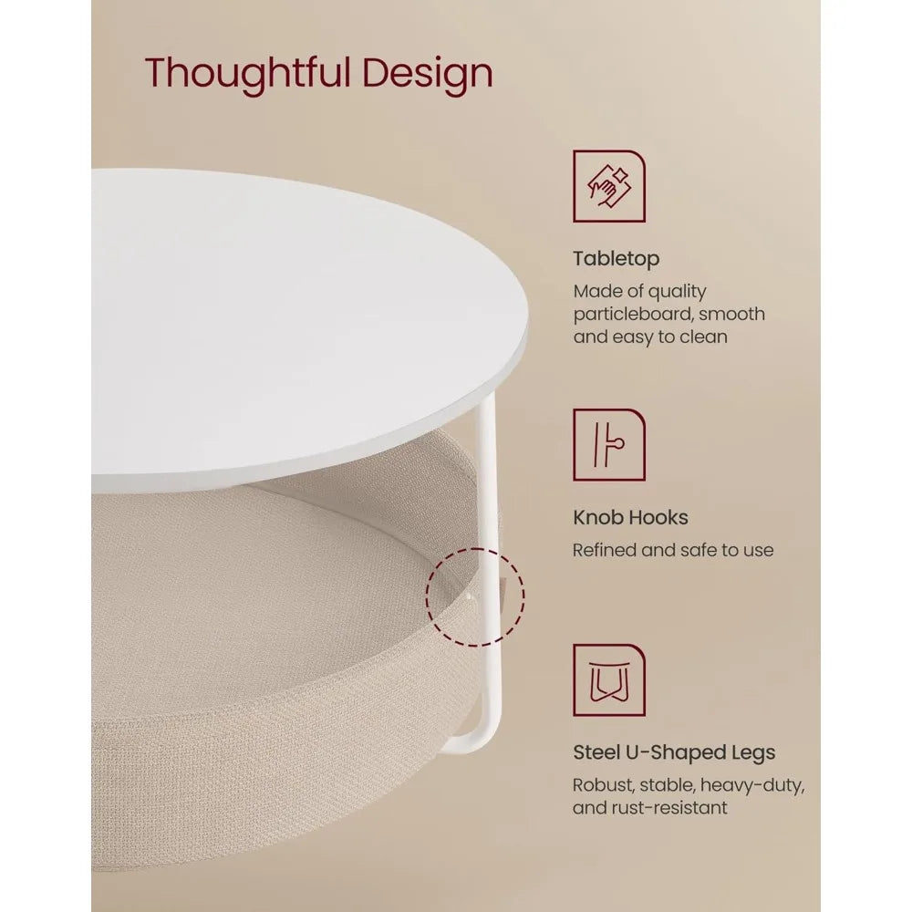 Coffee Table with Storage, Round Center Table