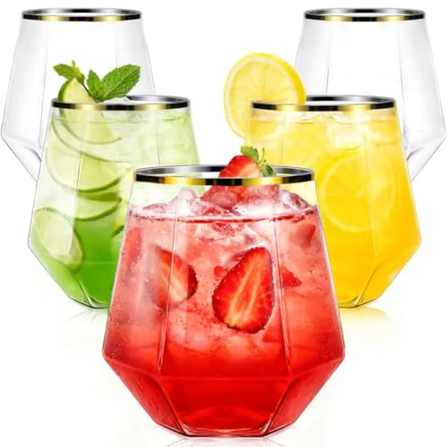 40 Pack Plastic Stemless Wine Whiskey Champagne Glasses, 12 Oz