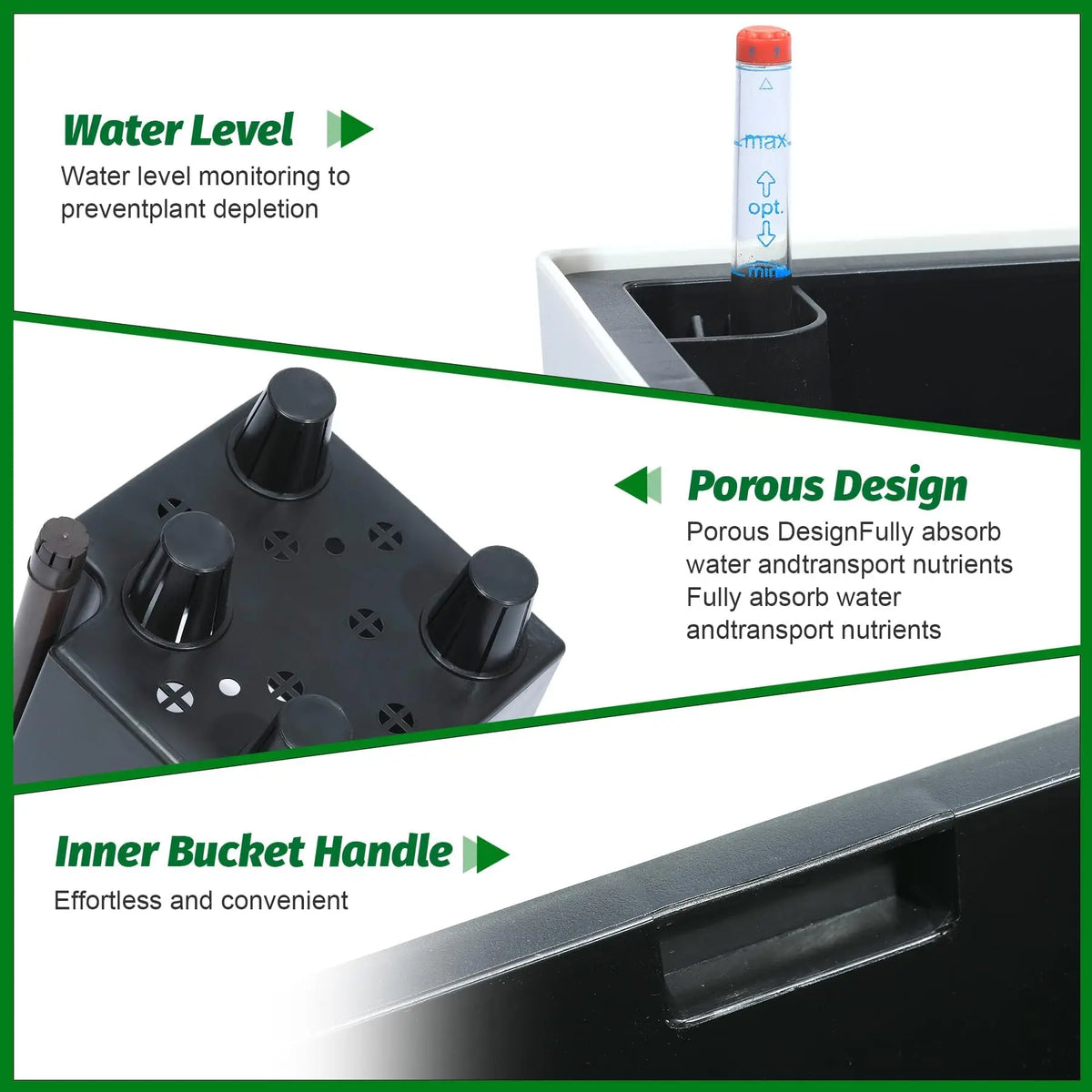 15.7"/22.5" Tall Planters Set Of 2, Self Watering With Drainage