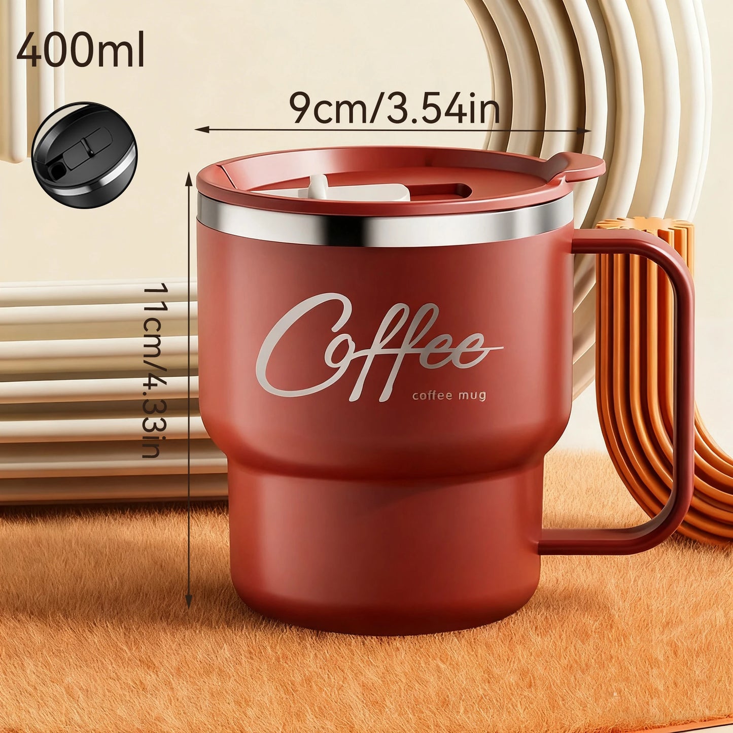 304 Stainless Steel Double Wall Insulated Coffee Cup With Handle