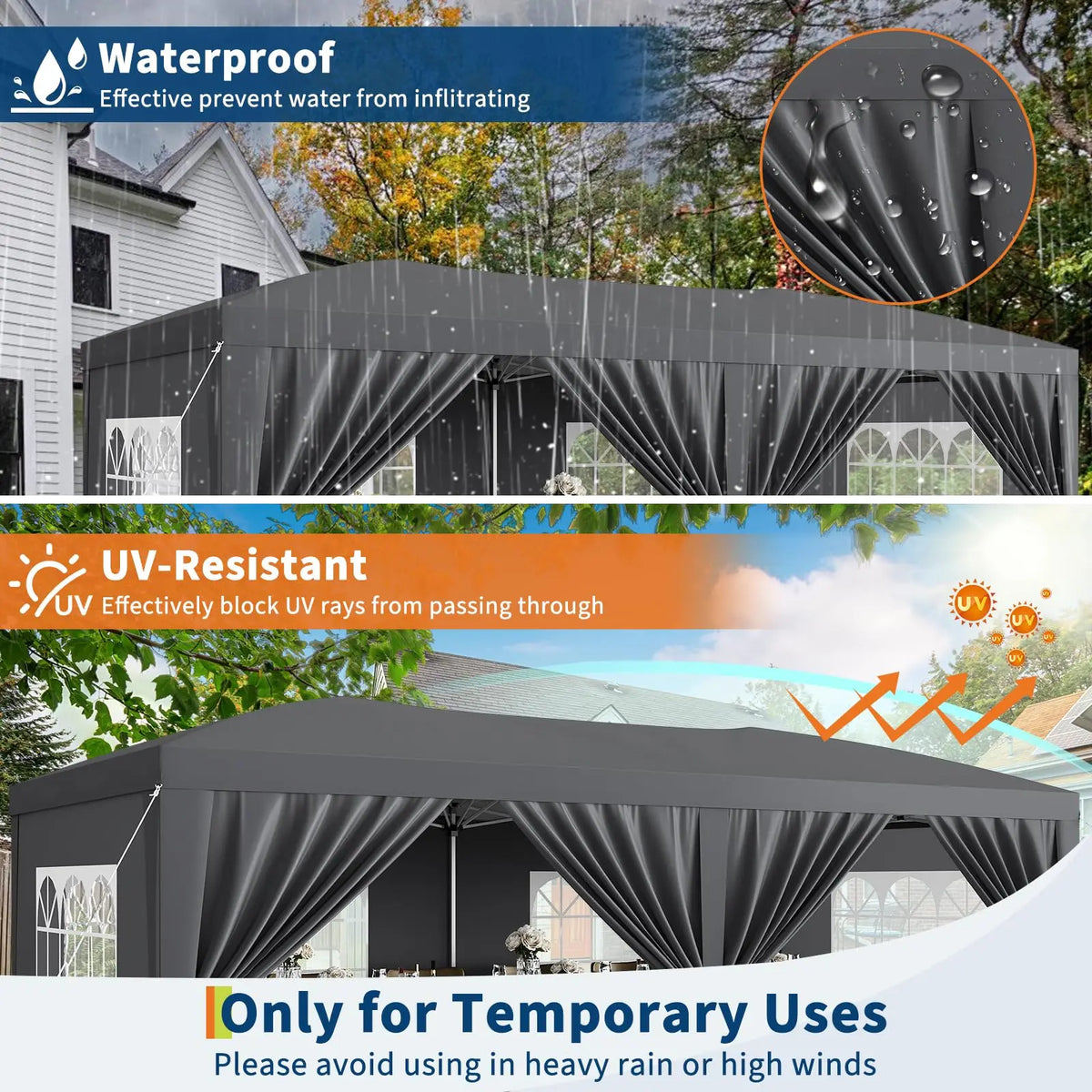 10x20 Commercial Pop Up Canopy Tent Heavy Duty Outdoor With 6 Sidewalls