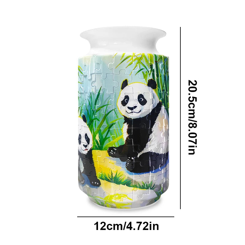 3D Flower Vase Puzzle Panda Porcelain Design Made Plastic