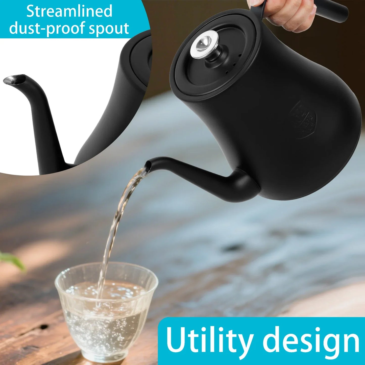 2L Stainless Kettle Tea Pot - Infuser Coffee Water Kettle