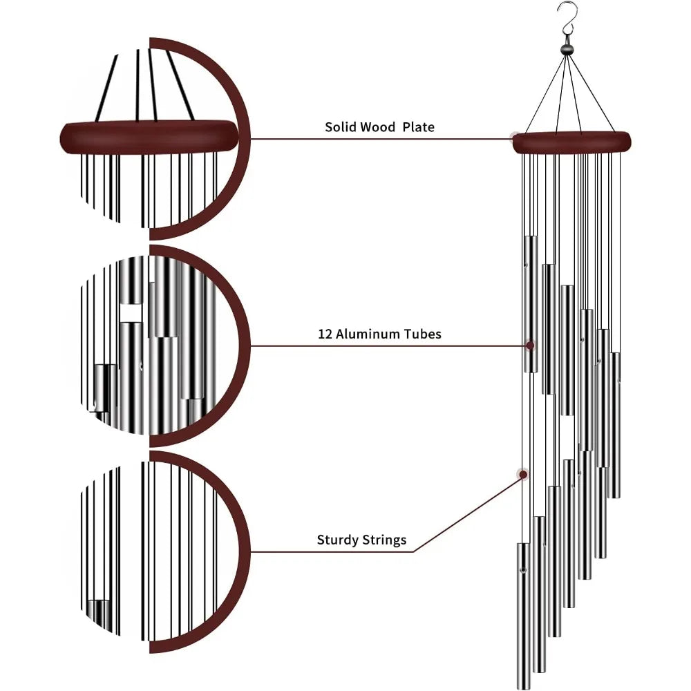 Memorial Wind Chimes for Outside Remembrance Wind Chimes Outdoor with 12 Long chimes