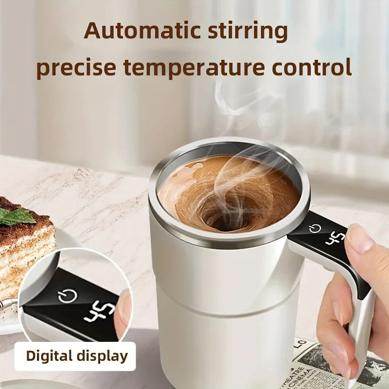 Smart coffee cup LED display USB charging magnetic mixing