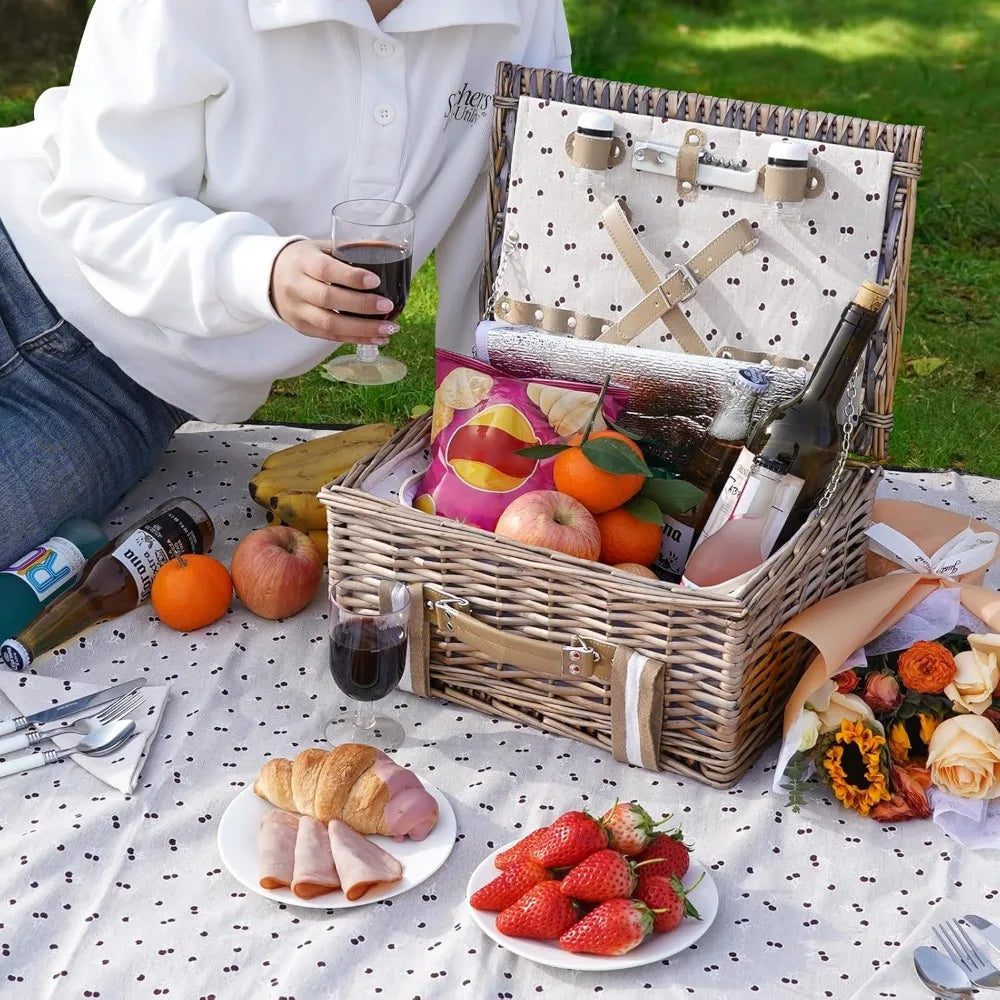 Willow Picnic Basket Set for 2 Persons Waterproof