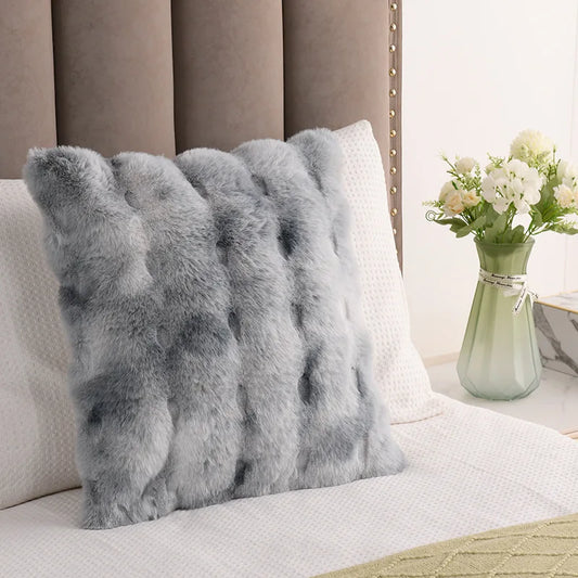 Imitation Rabbit Plush Pillow  Living Room Sofa Pillow  Bedroom Bay Window Solid Color Cushion  Bubble Velvet Bedside Mat