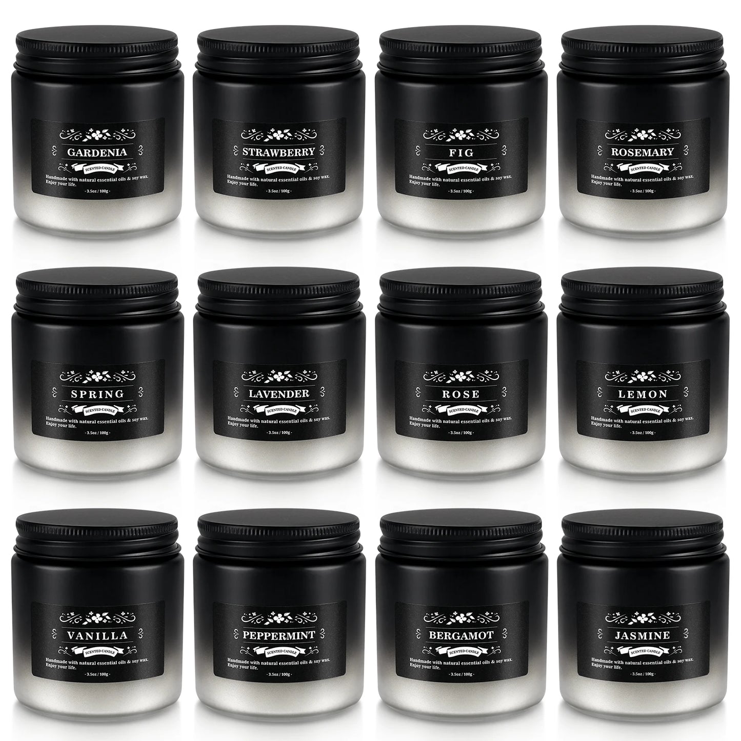 12 Pieces of Gradient Black and White Scented Candles,