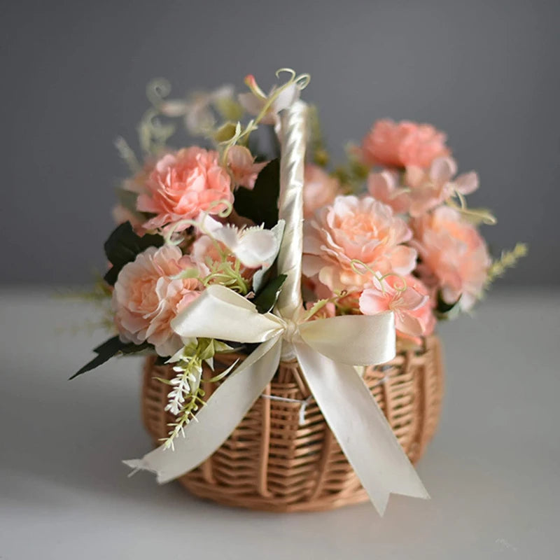 Hand-woven Basket With Handle Wicker Sundries Basket