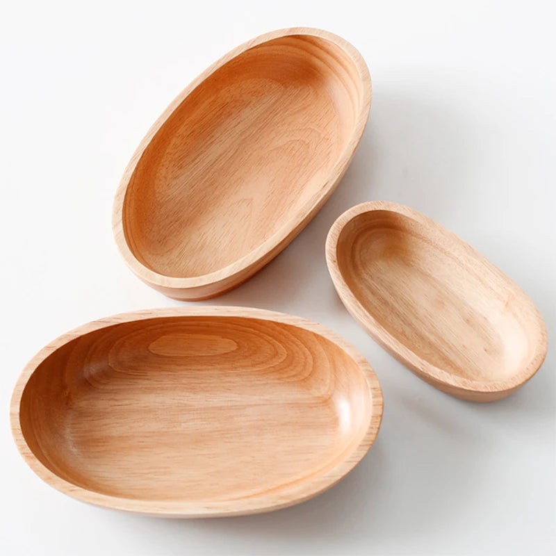 Boat Shape Serving Bowl  Natural Solid Oval Wooden Bowl