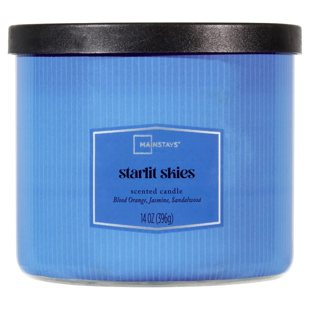 3 Wick Textured Wrapped Starlit Skies Scented Candle 14 oz