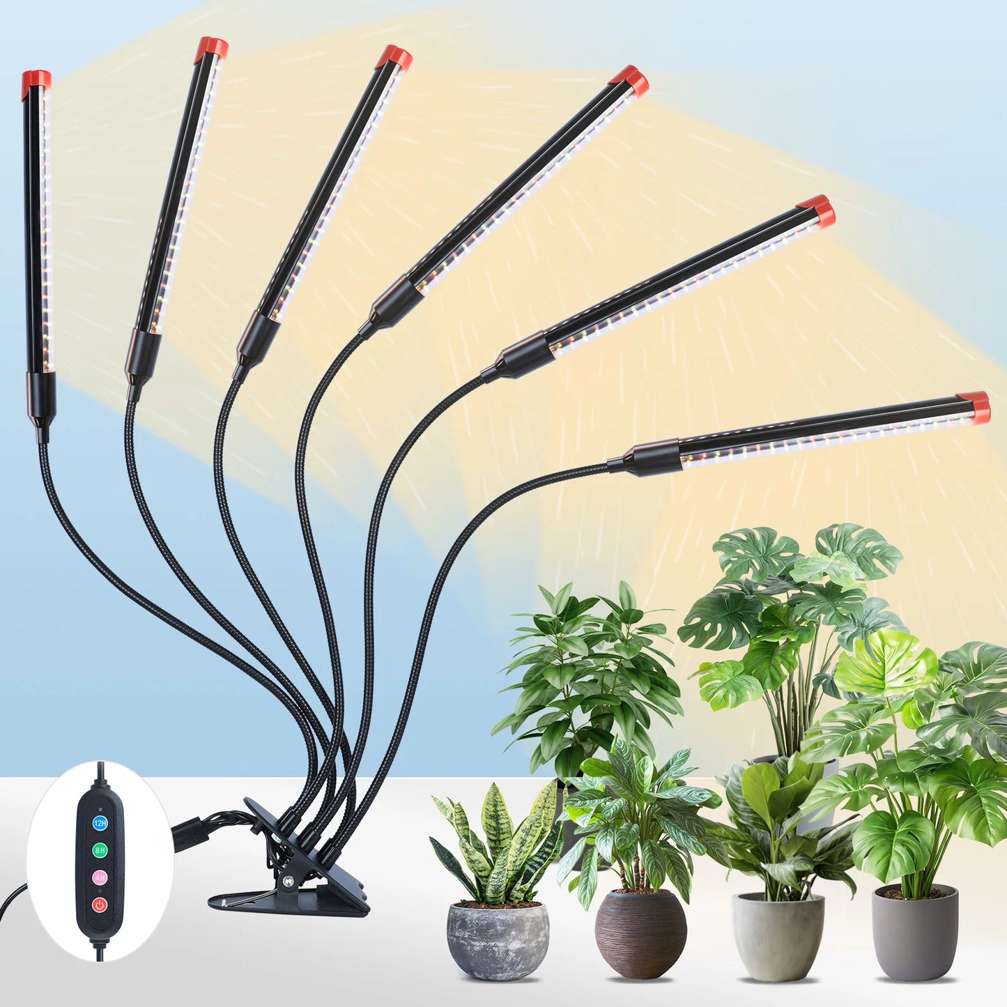 54W, NOT 15W, 6Head Strong Clip Grow Lights