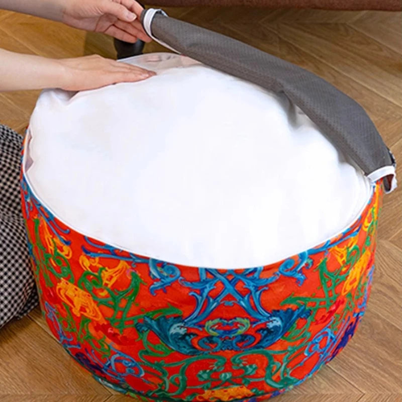 Removable Pouf Footrest Round Shoe Changing Stool