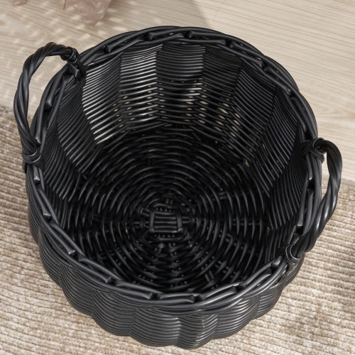 Lucius 13x13x10.2 Black Resin Wicker Basket