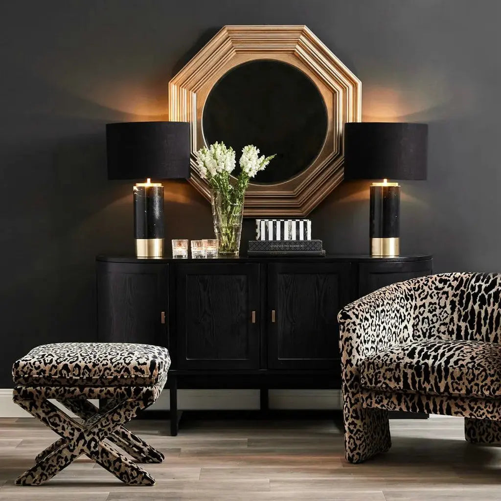 Velvet Leopard Print X Stool Ottoman, Poufs