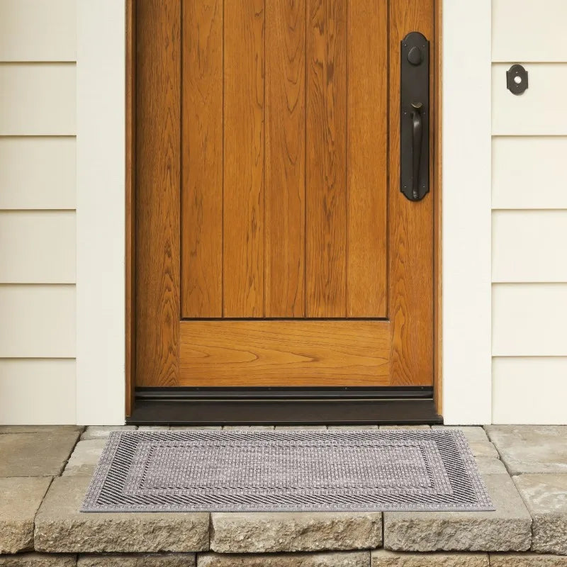 Bordered Indoor/Outdoor Area Rug, Beige/Black, 2' x 3'7"