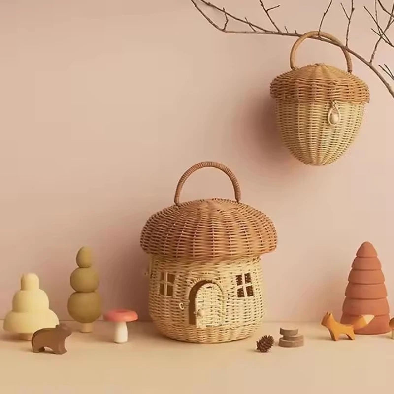 Rattan Woven Mushroom Shaped Basket
