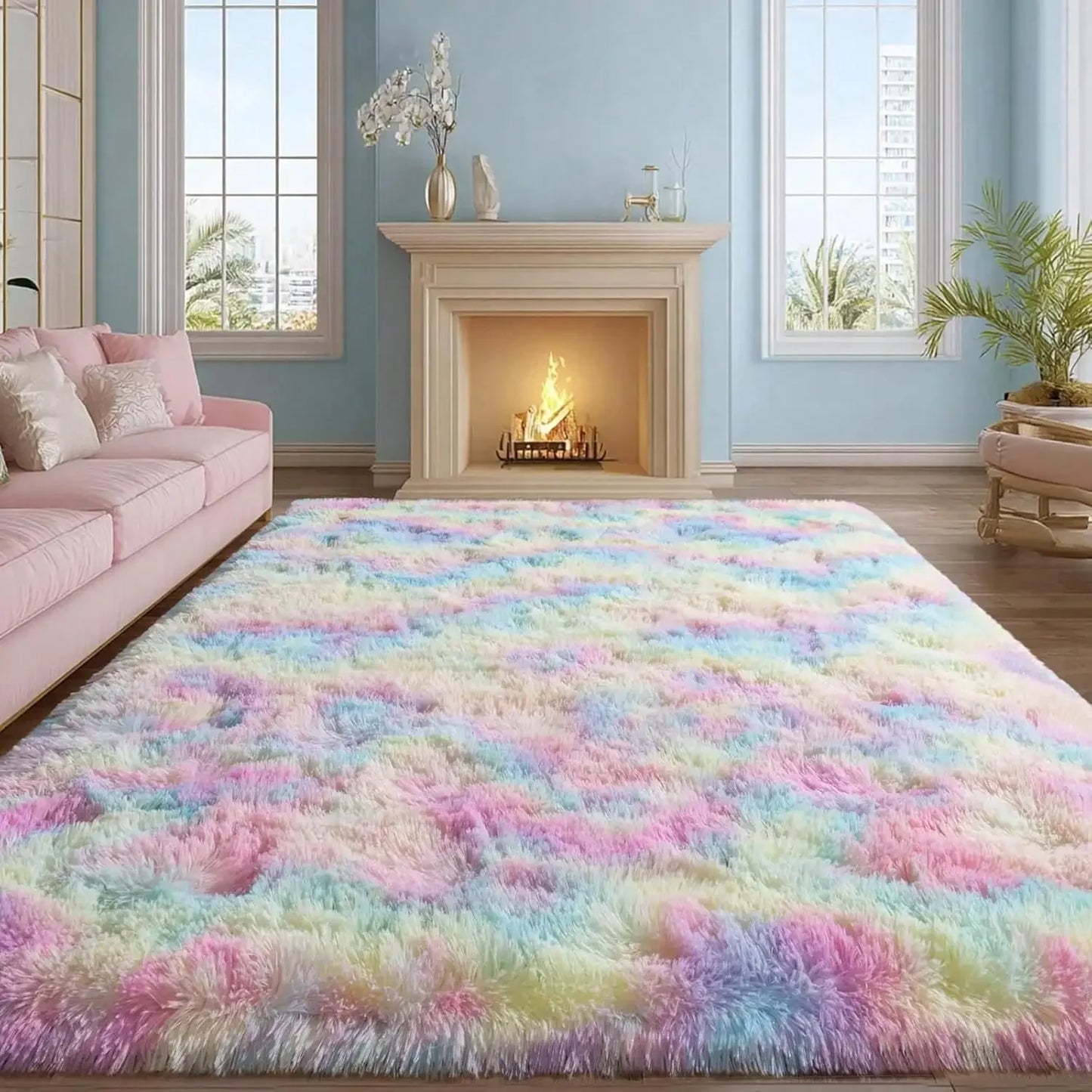Plush And Thick Long-Pile Carpet, Super Soft And Comfortable Rug, Non-Slip
