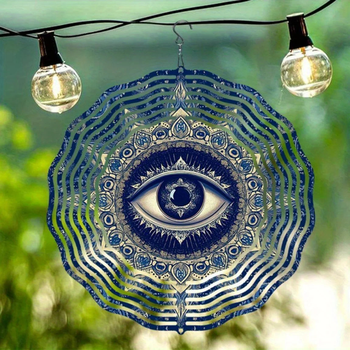 Handmade Blue Evil Eye Mandala Metal Wind Chime