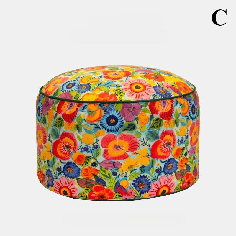 Removable Pouf Footrest Round Shoe Changing Stool