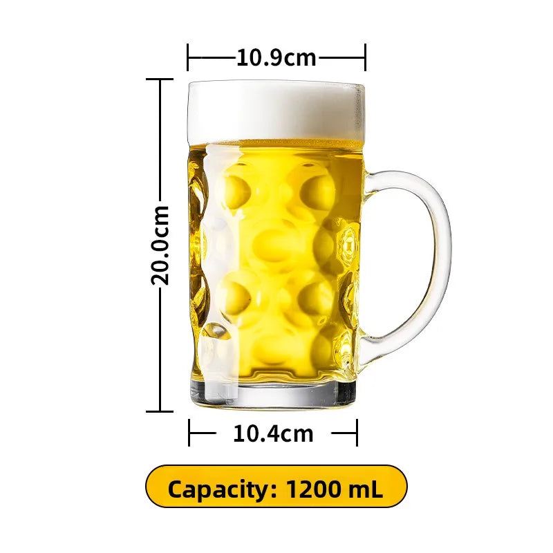 Large Capacity Beer Glass with Handle High End Glass Drinking Cup